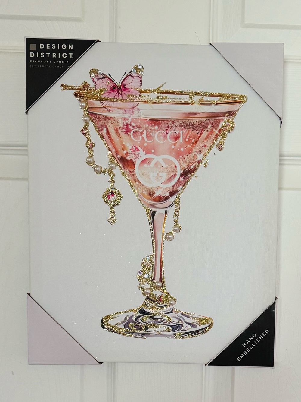 Design District Gucci Pink Martini Glass Canvas Wall Art